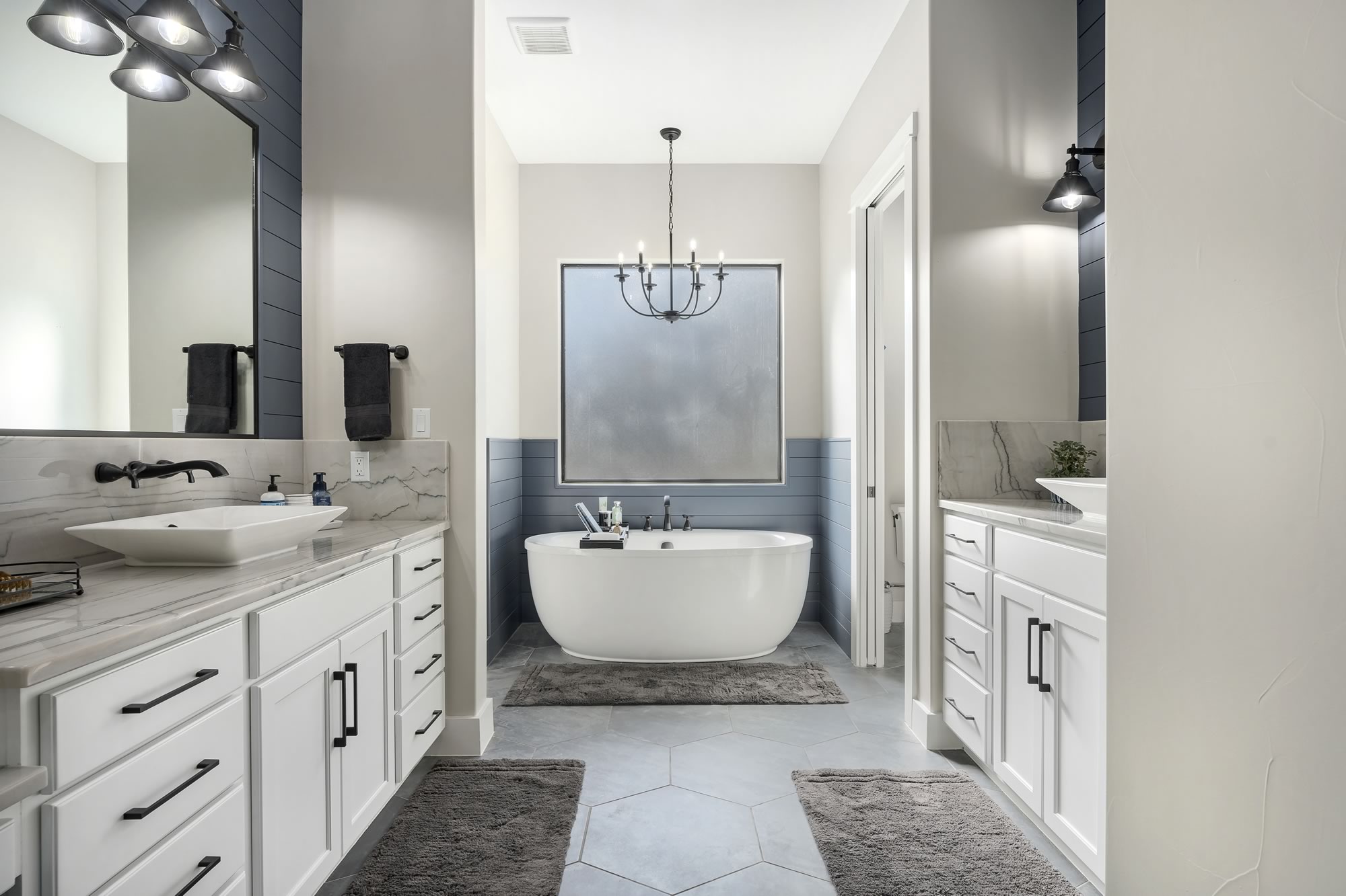 new custom home primary bathroom